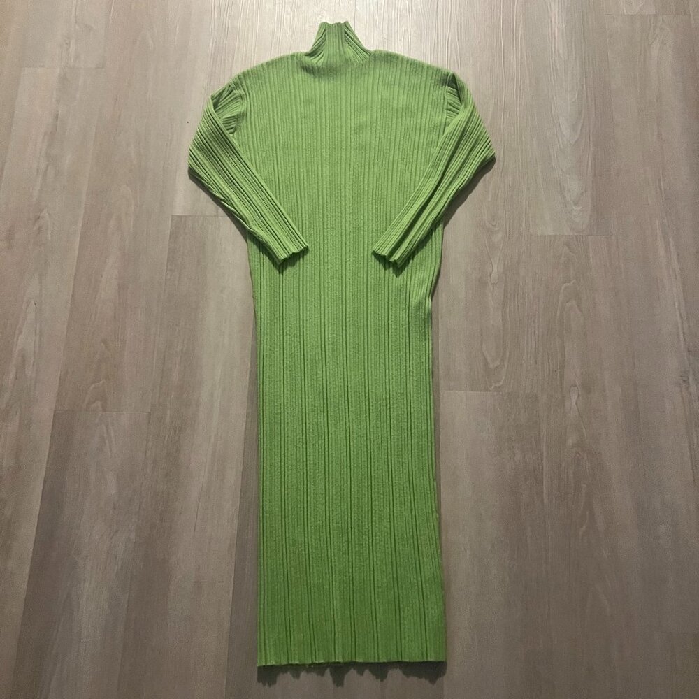 Zara Green Ribbed Midi Dress - Picture 3 of 6